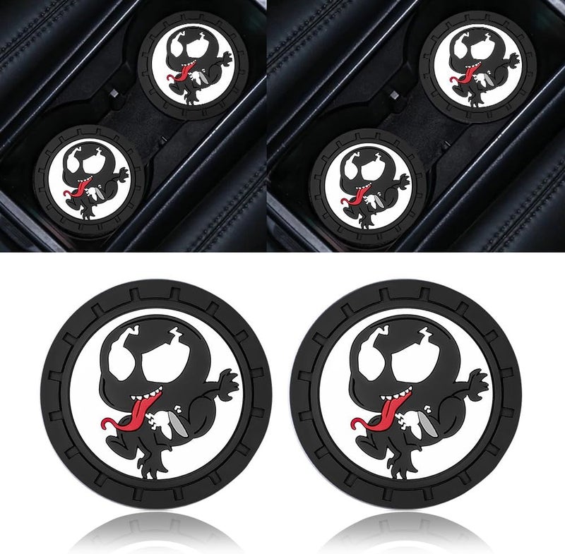 WiiFiive Venom Car Cup Holder Coasters for Marvel Fans, The Venom Car Coasters for Car Cup Holder Insert,Silicone Non-Slip Car Cup Mat,2.75'' - Image 4